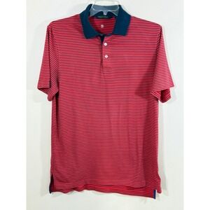 Polo Golf Ralph Lauren Polo Shirt Men M Red Navy Striped Wicking Peru